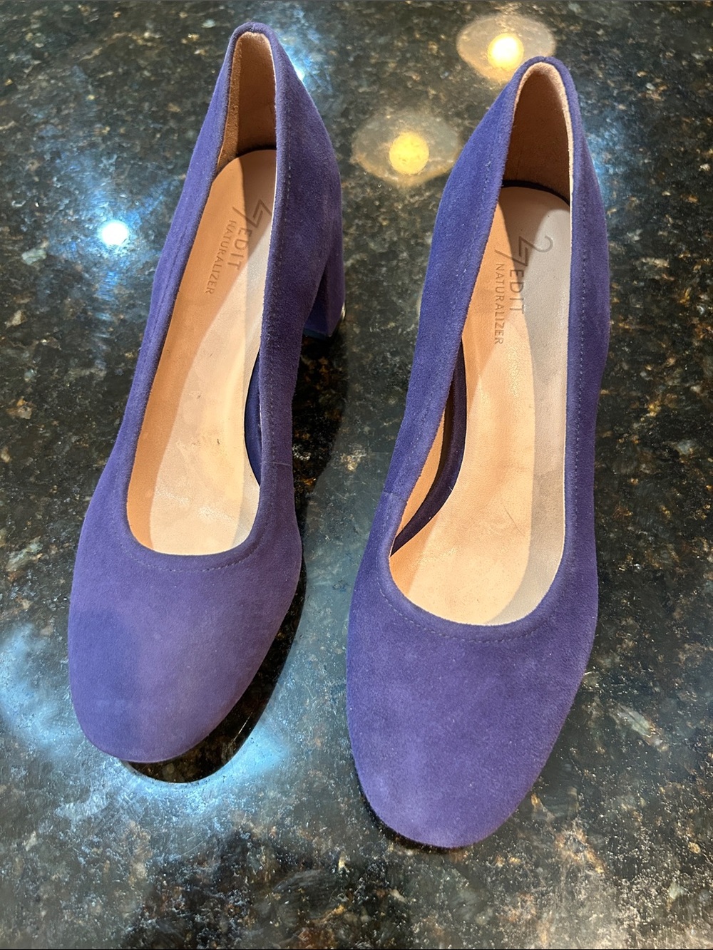 Naturalizer Deep Purple Suede Round-Toe Block Heels